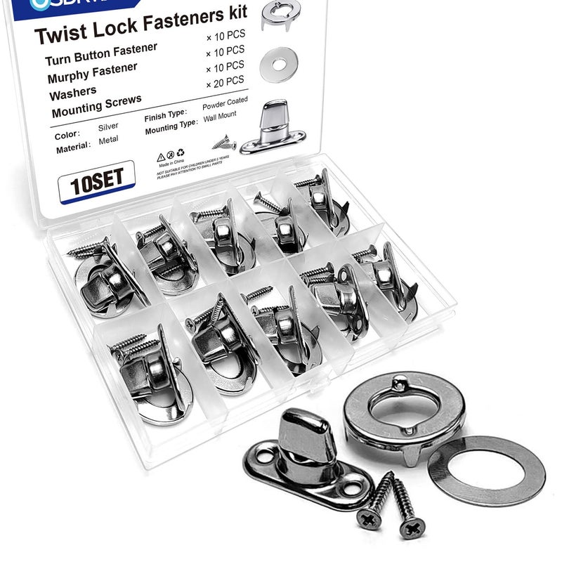 Usdrwam 10 Set Twist Lock Fasteners with Turn Button Fasteners Eyelet Screws for RVs Marine Boats Canvas Fastener Turn Buttons - Image 1